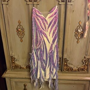 Elegant Purple and White Mini Dress